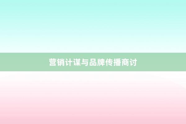 营销计谋与品牌传播商讨